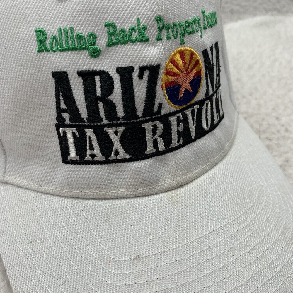 Arizona Tax Revolt Baseball Hat Adults Hook Loop OSFA White Government Political - Picture 2 of 9